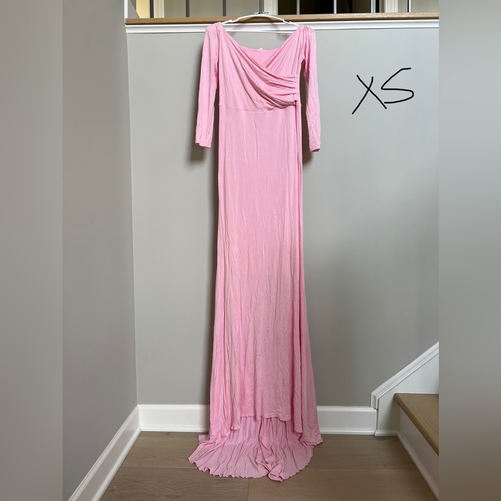 Extra small maternity pink stretchy dress photoshoot party